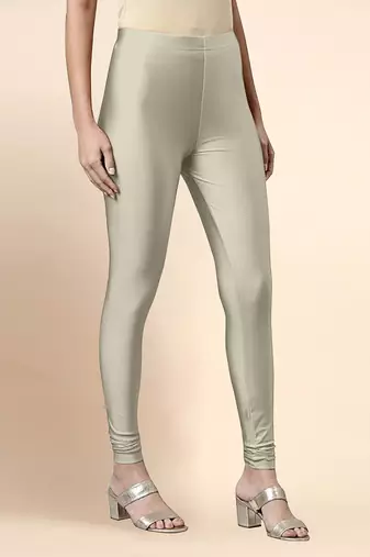 DarkBeige Microfiber elastane stretch soft churidar length leggings with ultrasoft waistband