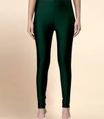 DarkGreen Microfiber elastane stretch soft churidar length leggings with ultrasoft waistband