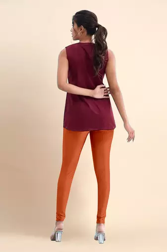 DusstyOrange Microfiber elastane stretch soft churidar length leggings with ultrasoft waistband