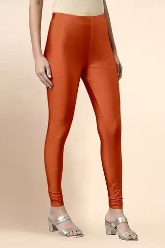 DusstyOrange Microfiber elastane stretch soft churidar length leggings with ultrasoft waistband