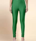 Green Microfiber elastane stretch soft churidar length leggings with ultrasoft waistband