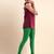 Green Microfiber elastane stretch soft churidar length leggings with ultrasoft waistband