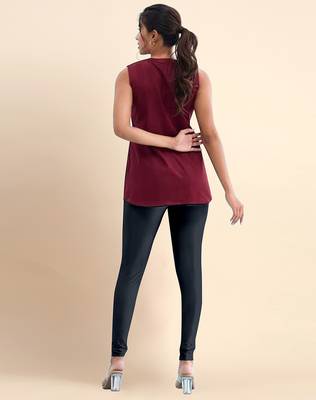 Grey Microfiber elastane stretch soft churidar length leggings with ultrasoft waistband 2