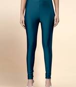 Indigo Microfiber elastane stretch soft churidar length leggings with ultrasoft waistband