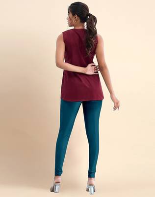 Indigo Microfiber elastane stretch soft churidar length leggings with ultrasoft waistband 2