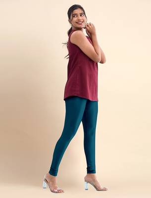 Indigo Microfiber elastane stretch soft churidar length leggings with ultrasoft waistband 3