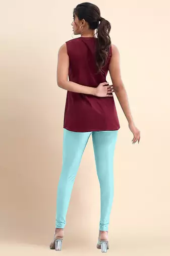 LightAqua Microfiber elastane stretch soft churidar length leggings with ultrasoft waistband