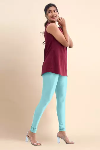 LightAqua Microfiber elastane stretch soft churidar length leggings with ultrasoft waistband
