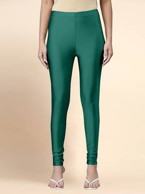 LightGreen Microfiber elastane stretch soft churidar length leggings with ultrasoft waistband 1