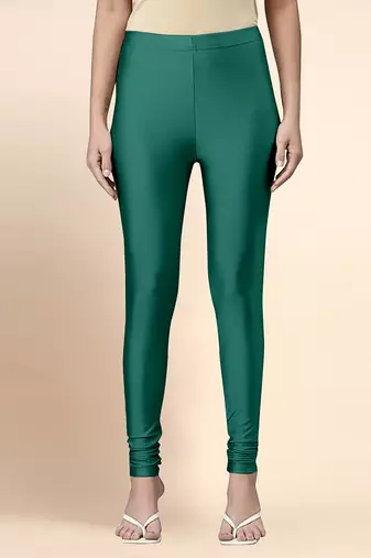 LightGreen Microfiber elastane stretch soft churidar length leggings with ultrasoft waistband