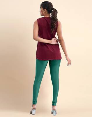 LightGreen Microfiber elastane stretch soft churidar length leggings with ultrasoft waistband 2
