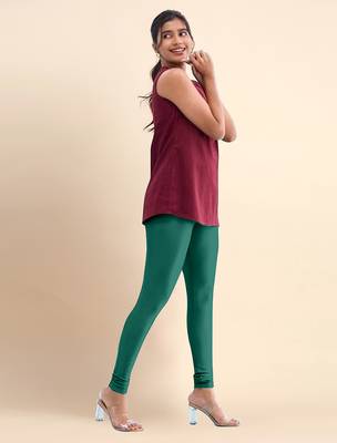 LightGreen Microfiber elastane stretch soft churidar length leggings with ultrasoft waistband 3