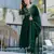 green embroidered vichitra silk flared anarkali pant and dupatta set