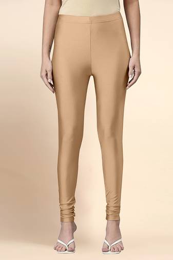 LightPeach Microfiber elastane stretch soft churidar length leggings with ultrasoft waistband