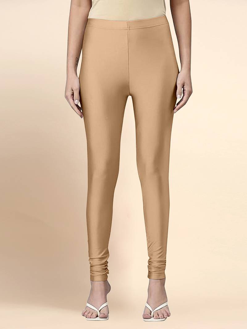 LightPeach Microfiber elastane stretch soft churidar length leggings with ultrasoft waistband