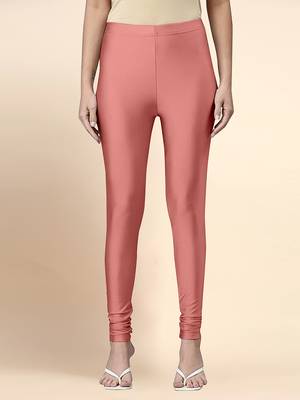 LightPink Microfiber elastane stretch soft churidar length leggings with ultrasoft waistband 1