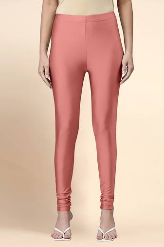 LightPink Microfiber elastane stretch soft churidar length leggings with ultrasoft waistband
