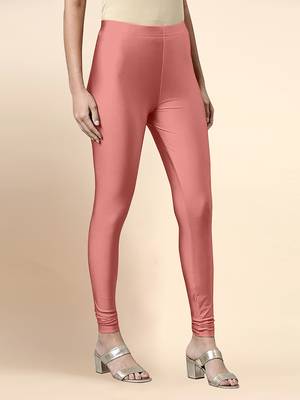 LightPink Microfiber elastane stretch soft churidar length leggings with ultrasoft waistband 4