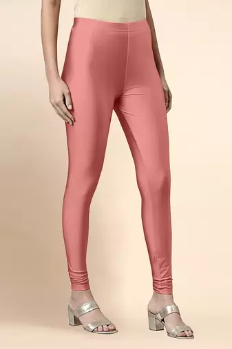 LightPink Microfiber elastane stretch soft churidar length leggings with ultrasoft waistband