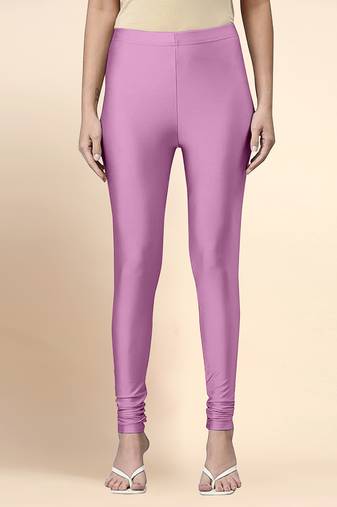 Lilac Microfiber elastane stretch soft churidar length leggings with ultrasoft waistband