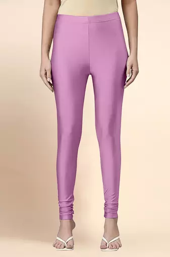 Lilac Microfiber elastane stretch soft churidar length leggings with ultrasoft waistband