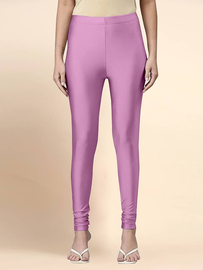 Lilac Microfiber elastane stretch soft churidar length leggings with ultrasoft waistband