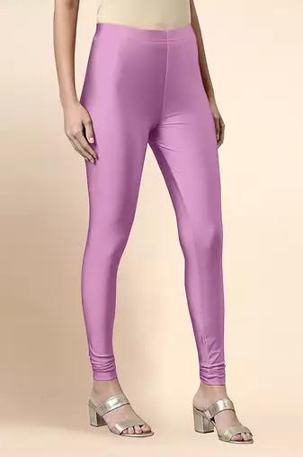 Lilac Microfiber elastane stretch soft churidar length leggings with ultrasoft waistband