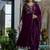 purple embroidered vichitra silk flared anarkali pant and dupatta set