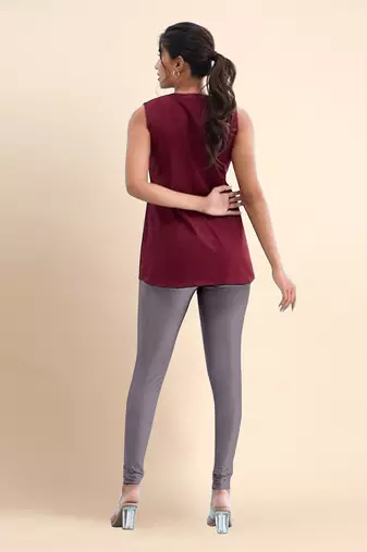 Mud Microfiber elastane stretch soft churidar length leggings with ultrasoft waistband