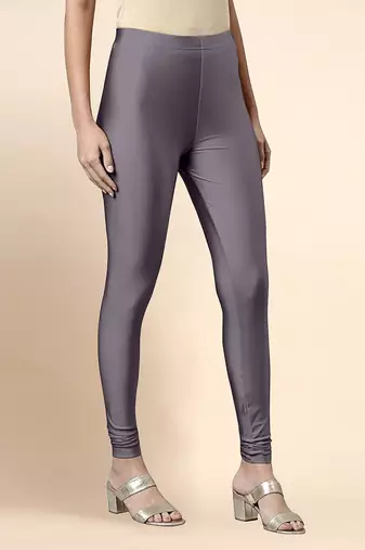 Mud Microfiber elastane stretch soft churidar length leggings with ultrasoft waistband