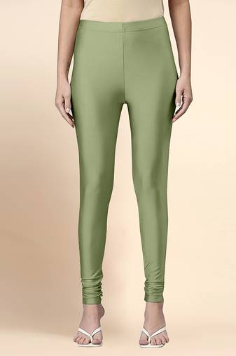 OliveGreen Microfiber elastane stretch soft churidar length leggings with ultrasoft waistband