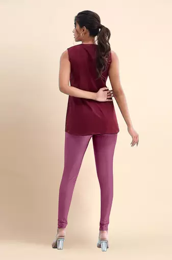 OnionPink Microfiber elastane stretch soft churidar length leggings with ultrasoft waistband