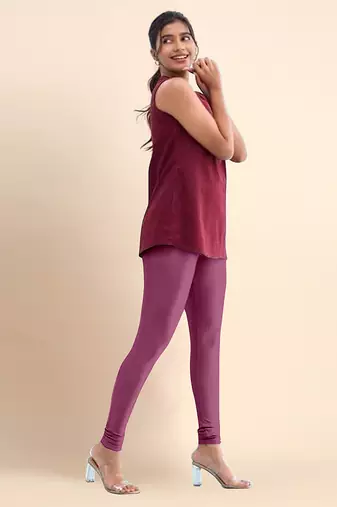OnionPink Microfiber elastane stretch soft churidar length leggings with ultrasoft waistband