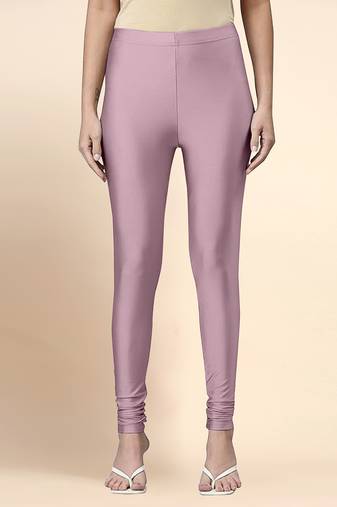 OrchidPink Microfiber elastane stretch soft churidar length leggings with ultrasoft waistband