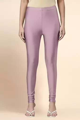 OrchidPink Microfiber elastane stretch soft churidar length leggings with ultrasoft waistband
