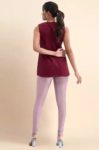 OrchidPink Microfiber elastane stretch soft churidar length leggings with ultrasoft waistband