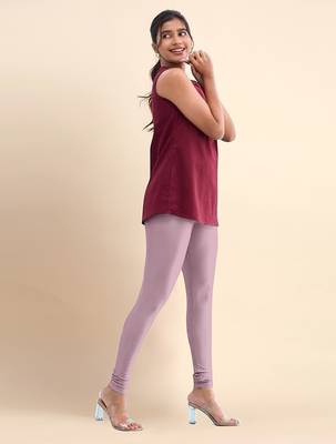 OrchidPink Microfiber elastane stretch soft churidar length leggings with ultrasoft waistband 3