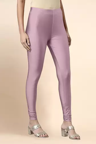 OrchidPink Microfiber elastane stretch soft churidar length leggings with ultrasoft waistband
