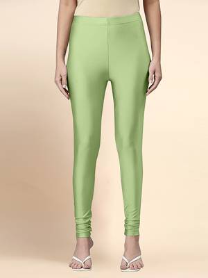 PaleGreen Microfiber elastane stretch soft churidar length leggings with ultrasoft waistband 1