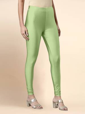 PaleGreen Microfiber elastane stretch soft churidar length leggings with ultrasoft waistband 4