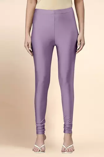 PalePurple Microfiber elastane stretch soft churidar length leggings with ultrasoft waistband