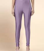 PalePurple Microfiber elastane stretch soft churidar length leggings with ultrasoft waistband