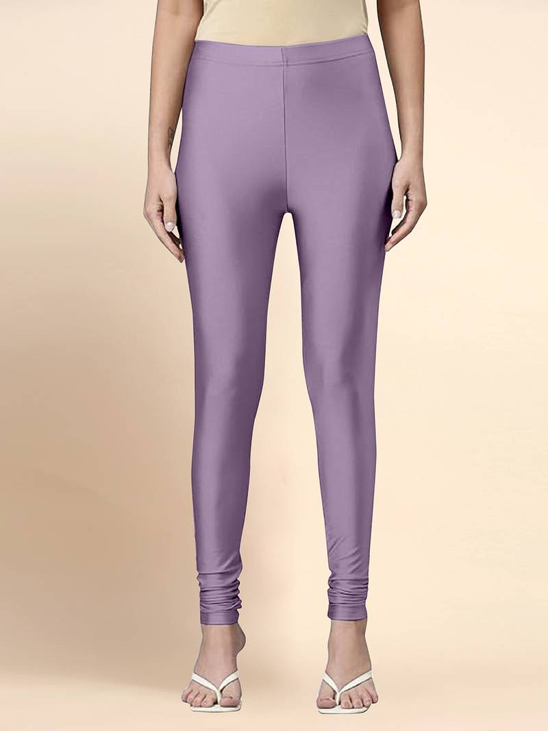 PalePurple Microfiber elastane stretch soft churidar length leggings with ultrasoft waistband