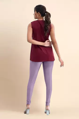 PalePurple Microfiber elastane stretch soft churidar length leggings with ultrasoft waistband