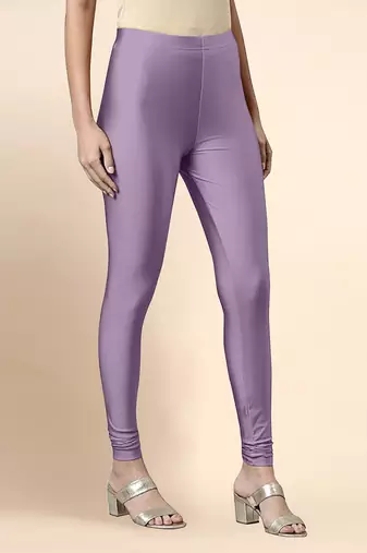PalePurple Microfiber elastane stretch soft churidar length leggings with ultrasoft waistband