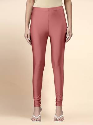 SalmonPink Microfiber elastane stretch soft churidar length leggings with ultrasoft waistband 1