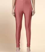 SalmonPink Microfiber elastane stretch soft churidar length leggings with ultrasoft waistband