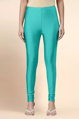 SeaGreen Microfiber elastane stretch soft churidar length leggings with ultrasoft waistband