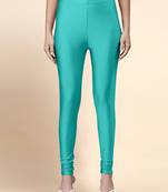 SeaGreen Microfiber elastane stretch soft churidar length leggings with ultrasoft waistband