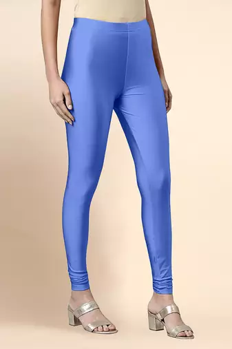 SkyBlue Microfiber elastane stretch soft churidar length leggings with ultrasoft waistband